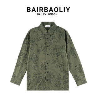 BAIRBAOLIY男装潮牌镂空设计感衬衫2025春夏新款简约高级宽松上衣