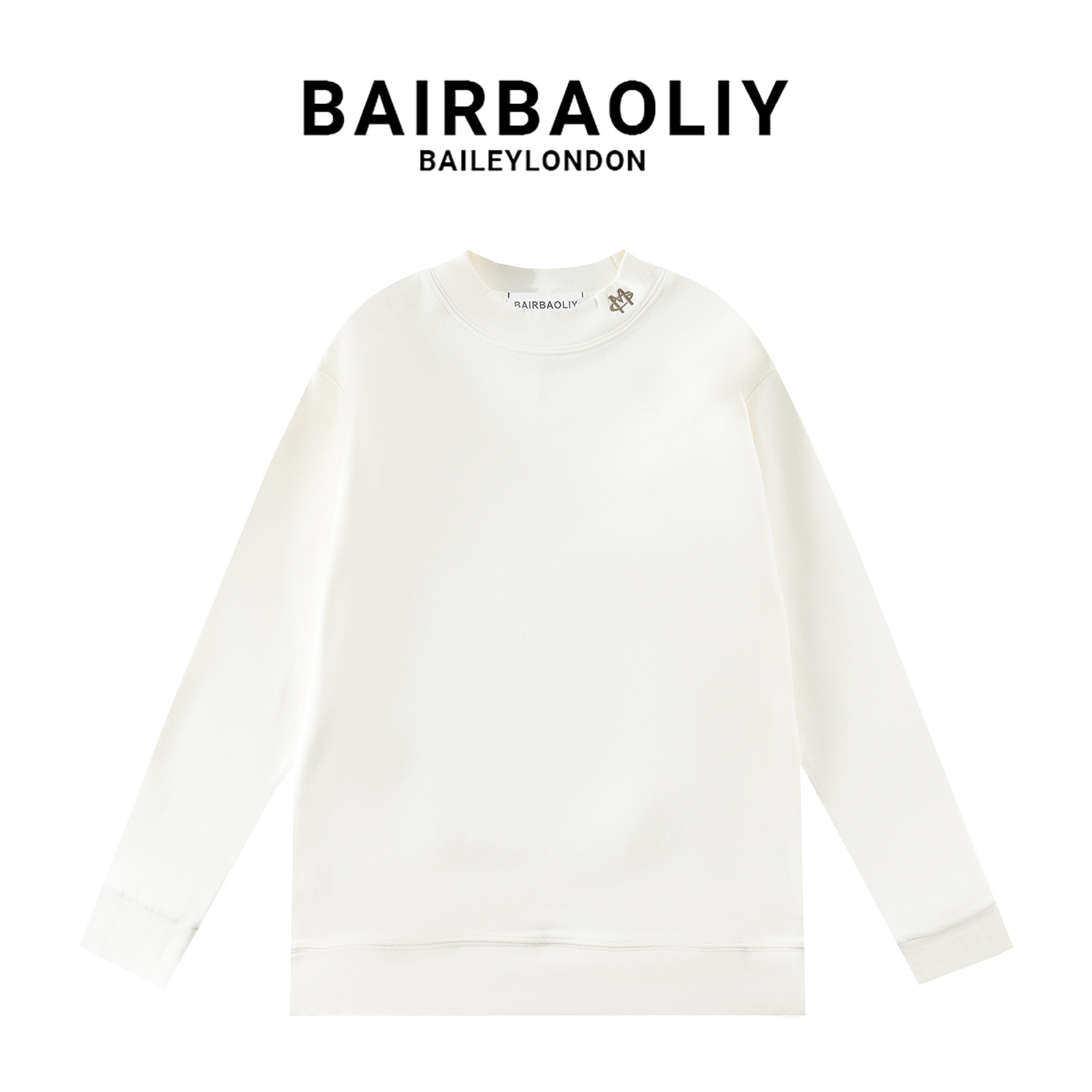 BAIRBAOLIY半高领刺绣休闲长袖T恤男女美式复古百搭软糯舒适卫衣