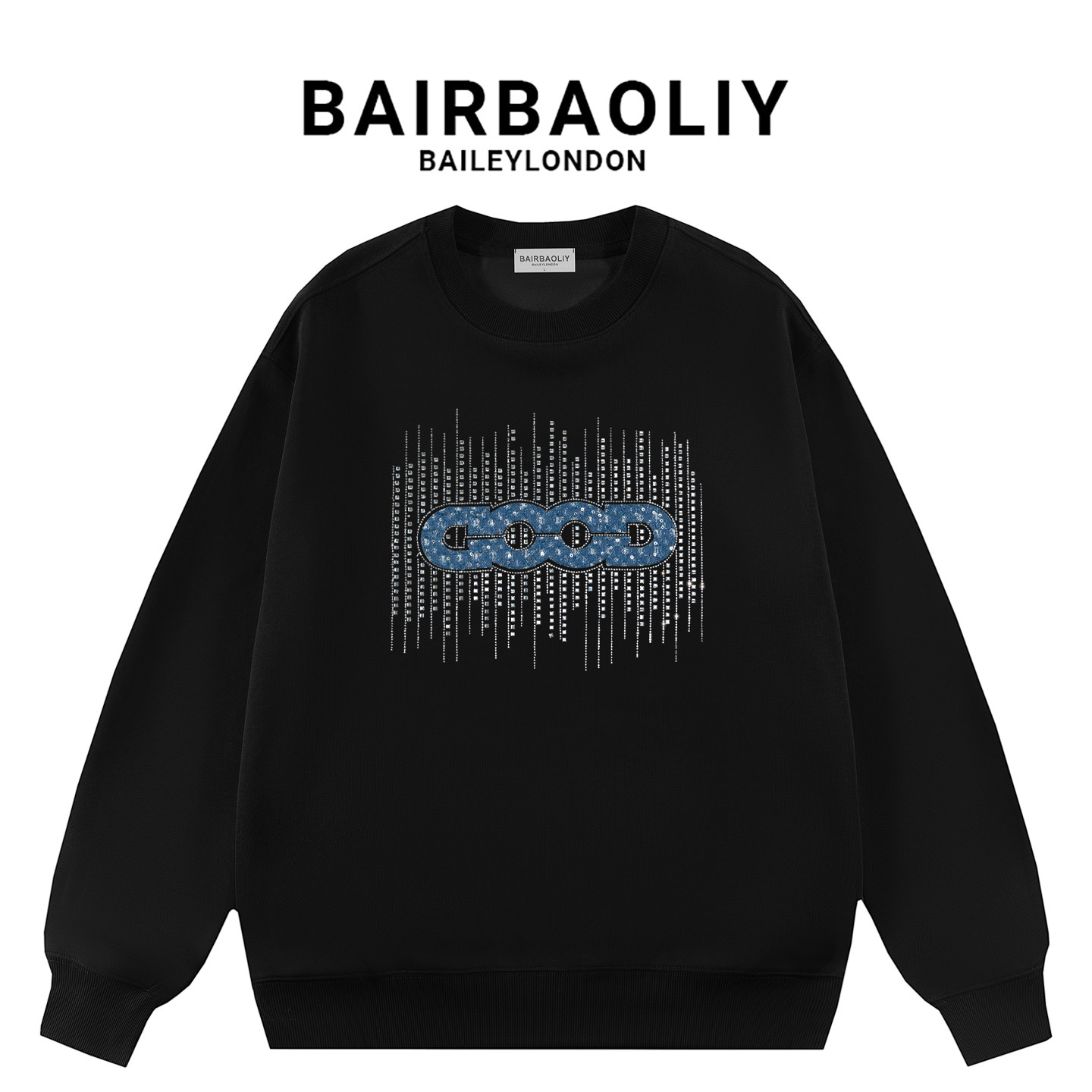 BAIRBAOLIY秋冬闪钻圆领卫衣男