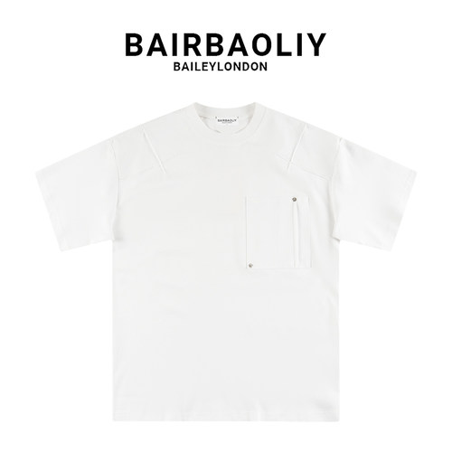BAIRBAOLIY韩版重磅立体剪裁高级感圆领短袖小众T恤2025春夏新款