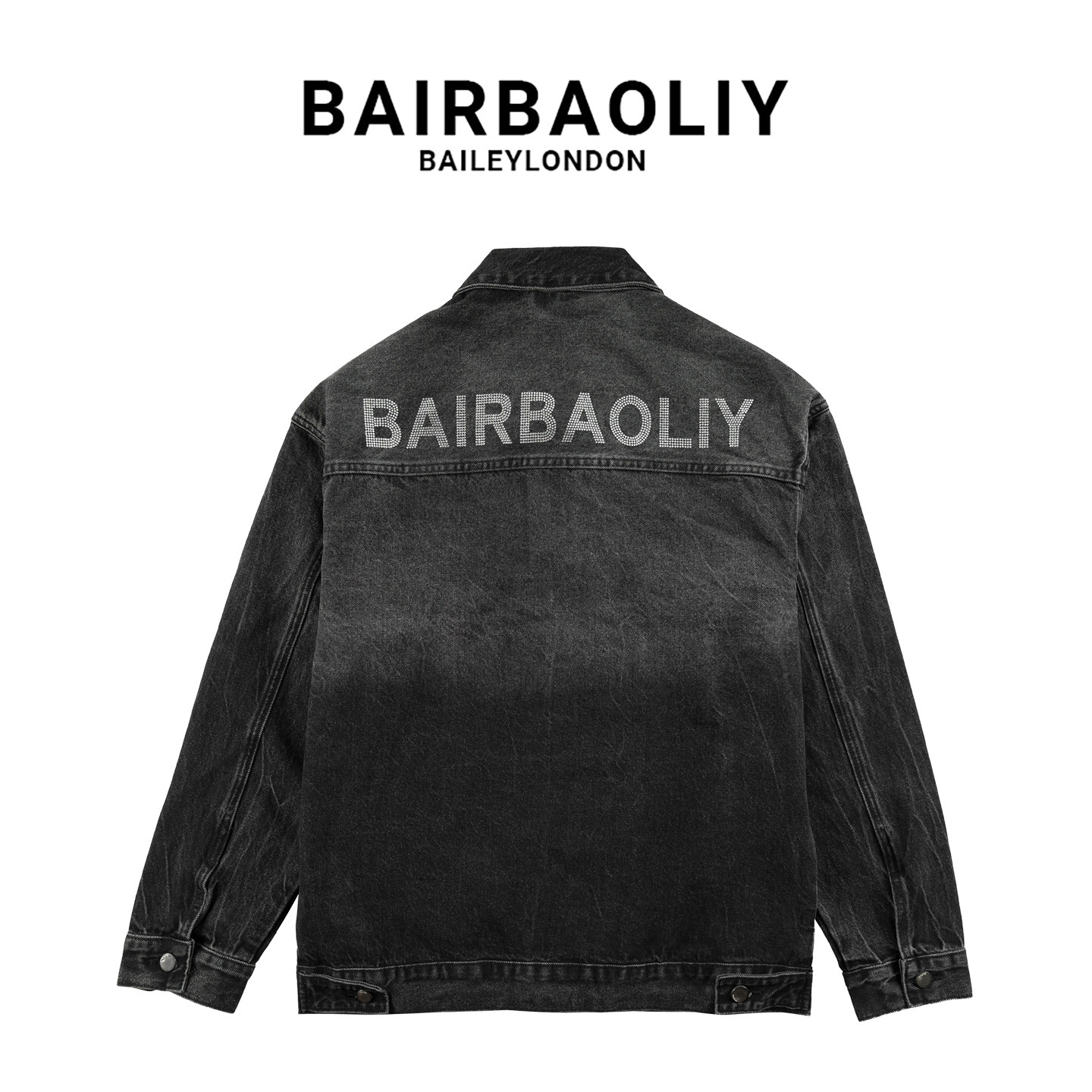 BAIRBAOLIY品牌重工烫钻字母轻奢休闲牛仔外套复古扎染帅气男夹克,男装,夹克,淘宝优惠券,粉丝福利购,淘宝优惠卷