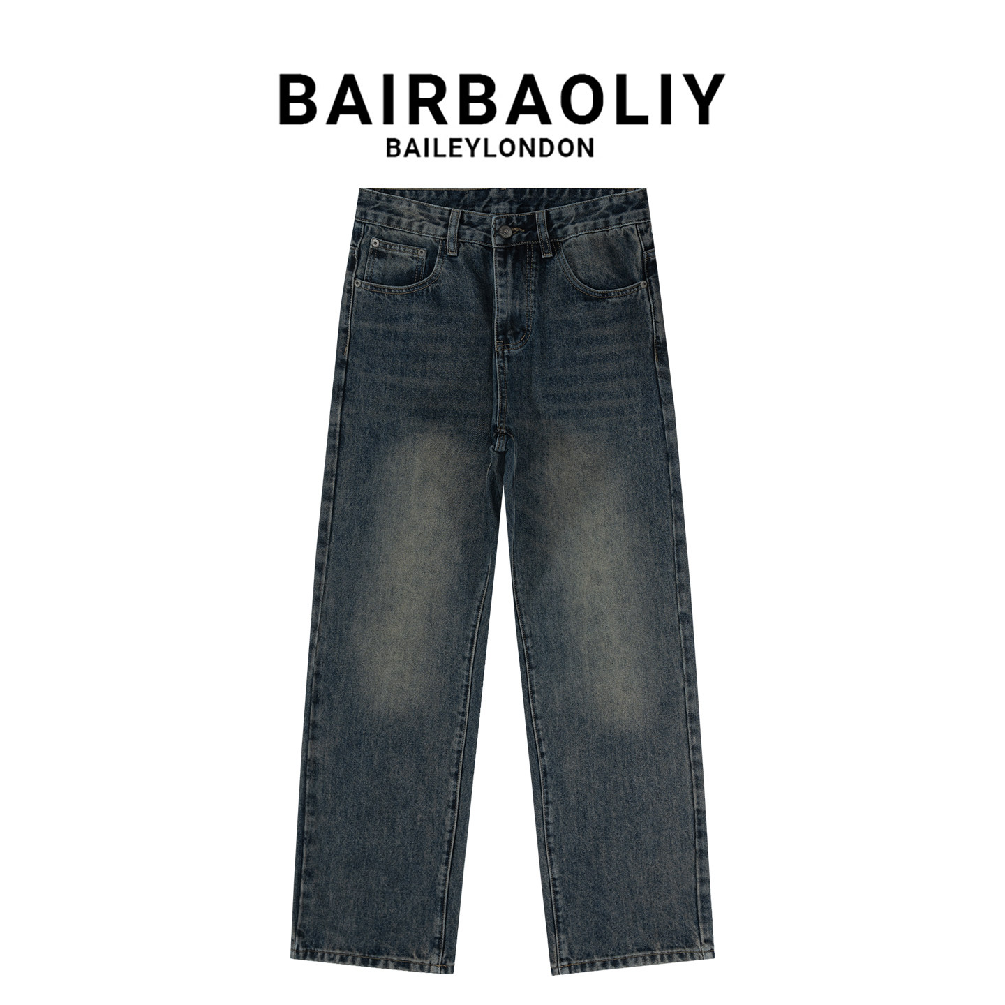BAIRBAOLIY男士怀旧时尚牛仔裤潮牌复古痞帅直筒百搭街头休闲长裤