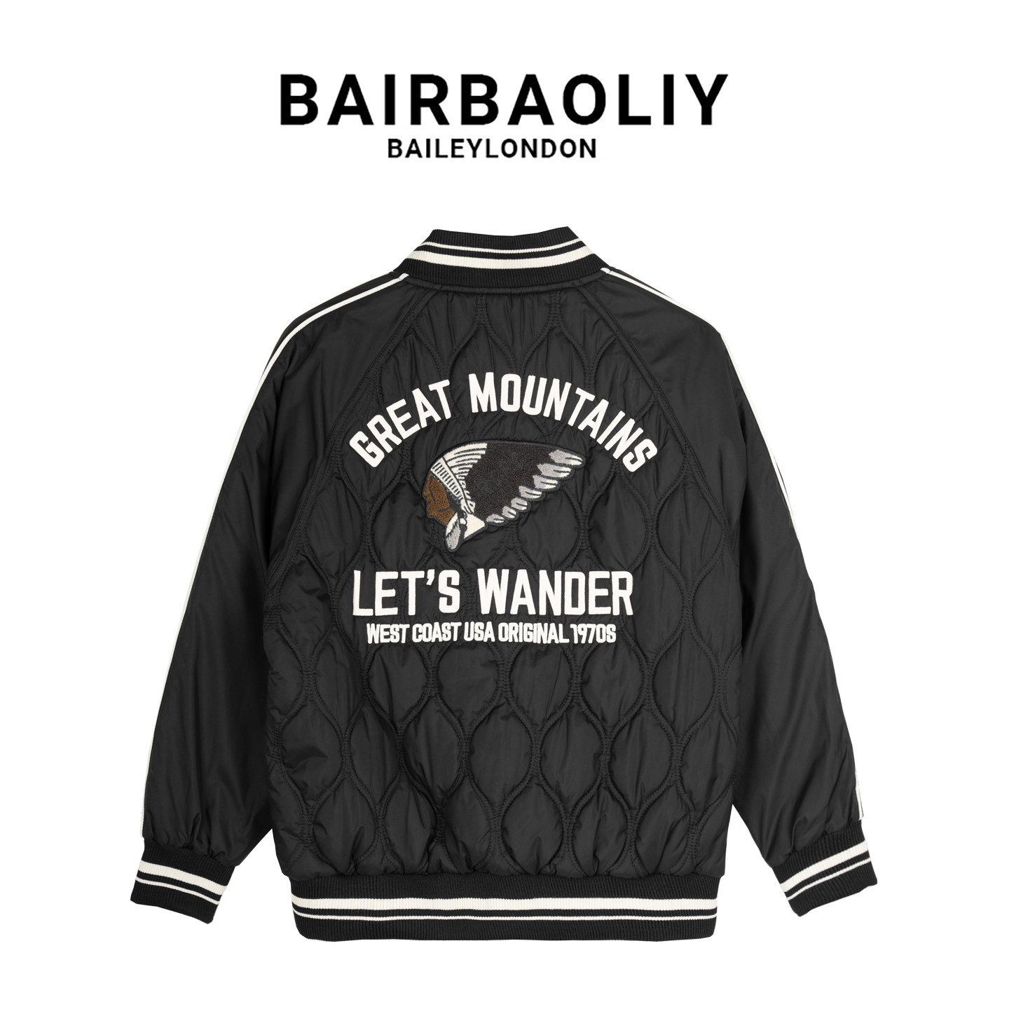 BAIRBAOLIY/美式复古棒球服轻奢刺绣字母加棉加厚秋冬夹克外套