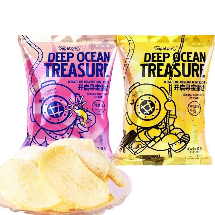 啪啪通 papatonk印尼进口炸虾片深海探索海鲜虾片黑松露蒜香虾片