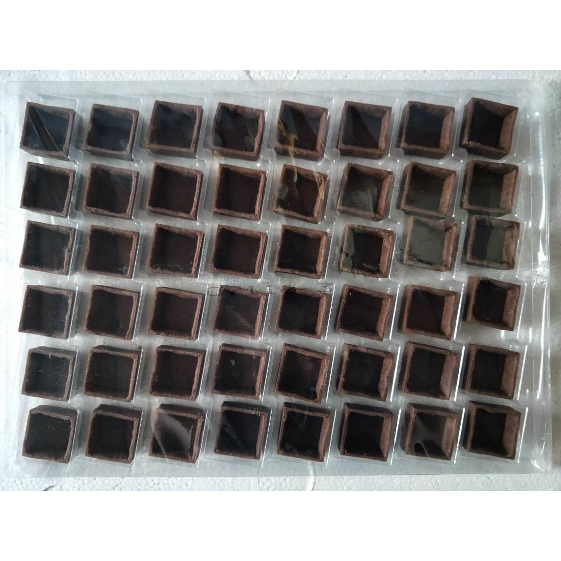 塔壳挞壳甜品水果挞底迷你小号正方形巧克力味边长3.3厘米48个