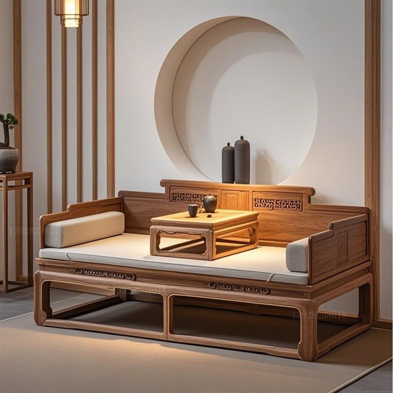 宋代美学黑胡桃木罗汉床沙发简z约现代高端设计客厅新中式实木家