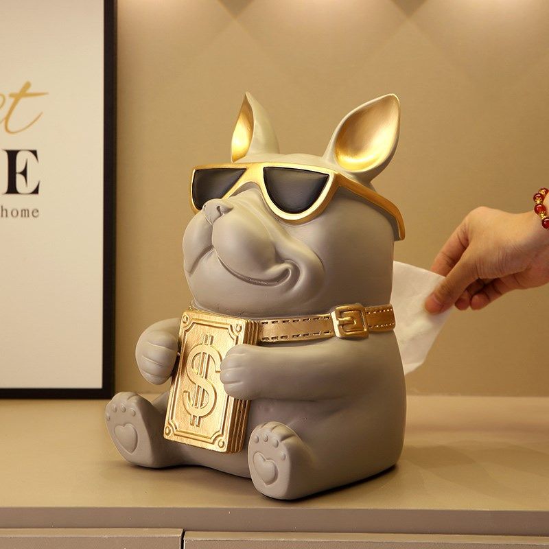 高档轻奢法斗犬纸巾盒家居客v厅茶几抽纸盒创意简约桌面装饰品摆,家居饰品,装饰纸巾盒,淘宝优惠券,粉丝福利购,淘宝优惠卷