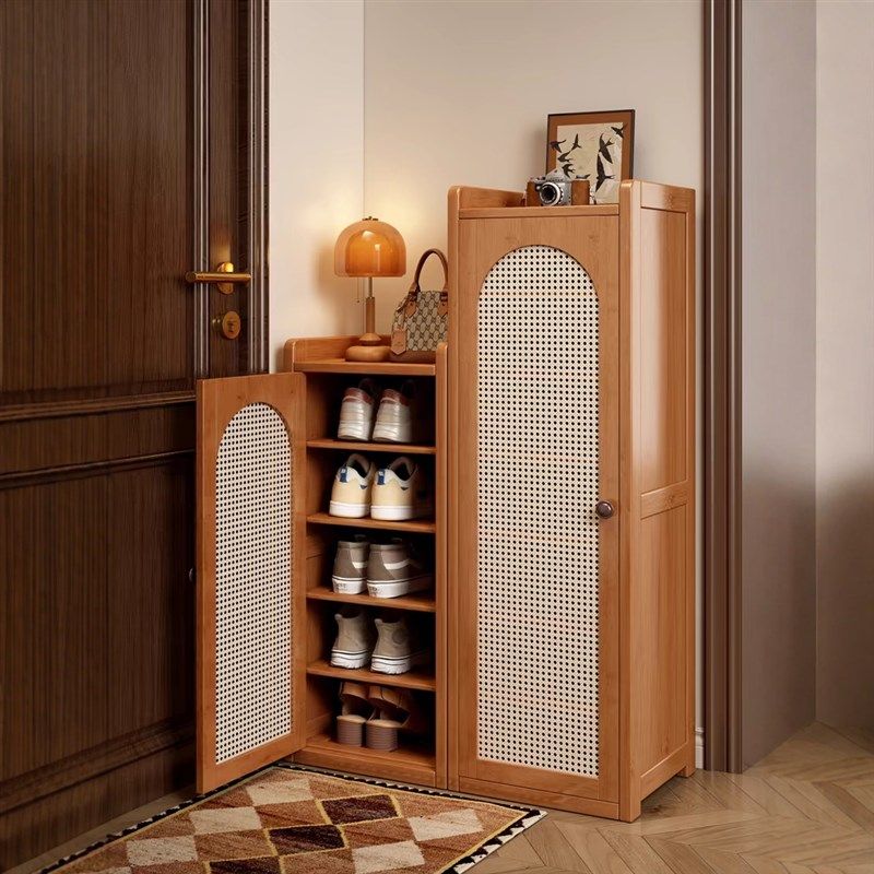 入户鞋柜家用进门口室内透气单门小型长30cm宽极窄收X纳竹子制鞋