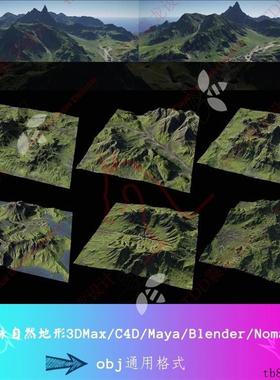 6组山脉地形建模三维地形地貌3DSMAX模型C4D犀牛Blender素材Maya