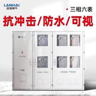 国网标准电表箱6户冷轧钢板三相六表位动力表箱非金属电能计量箱