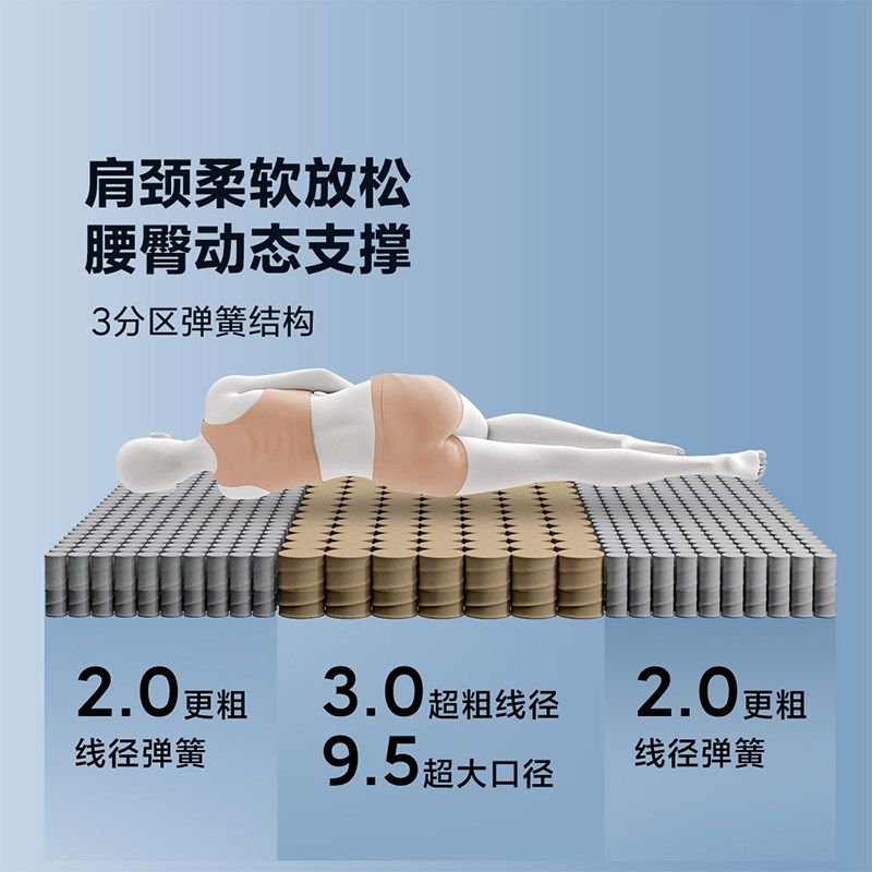 8H小金刚超大口径弹簧护脊乳胶床垫1.8m软硬双面可睡席梦思23cm厚