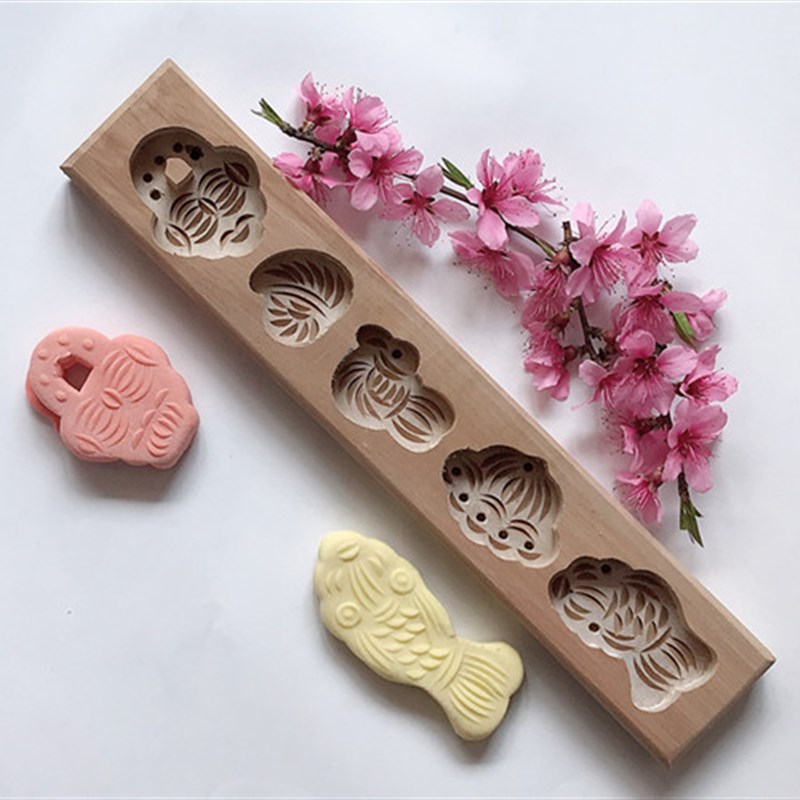 手工雕刻木质卡子饽花绿豆糕南瓜饼七夕巧果面食宝宝饼干迷你模具