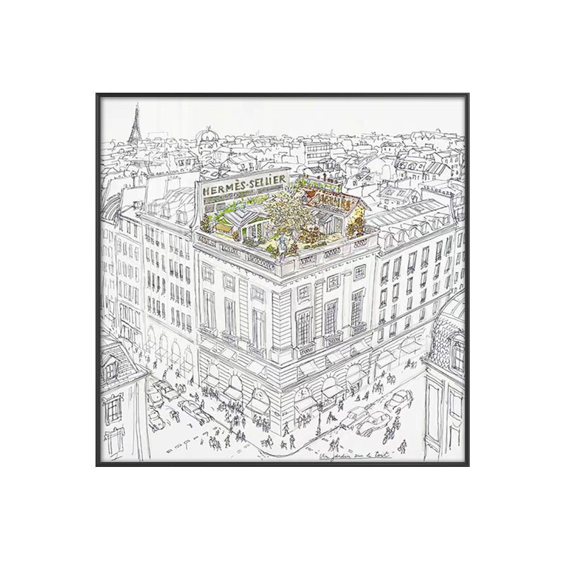 美式玄关走廊装饰画花园建筑风景餐厅小众挂画客厅沙发背景墙壁画图片
