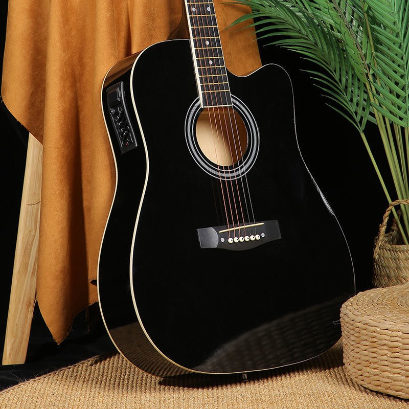 41寸民谣吉他电子木两用插电民谣吉他电箱吉他EQ四段云杉单板吉他