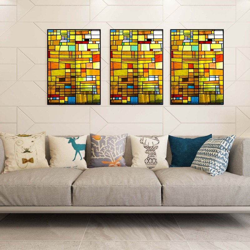 梓滢欧式彩色复古教堂彩绘静电磨砂玻璃贴膜衣橱柜门窗户窗花贴纸