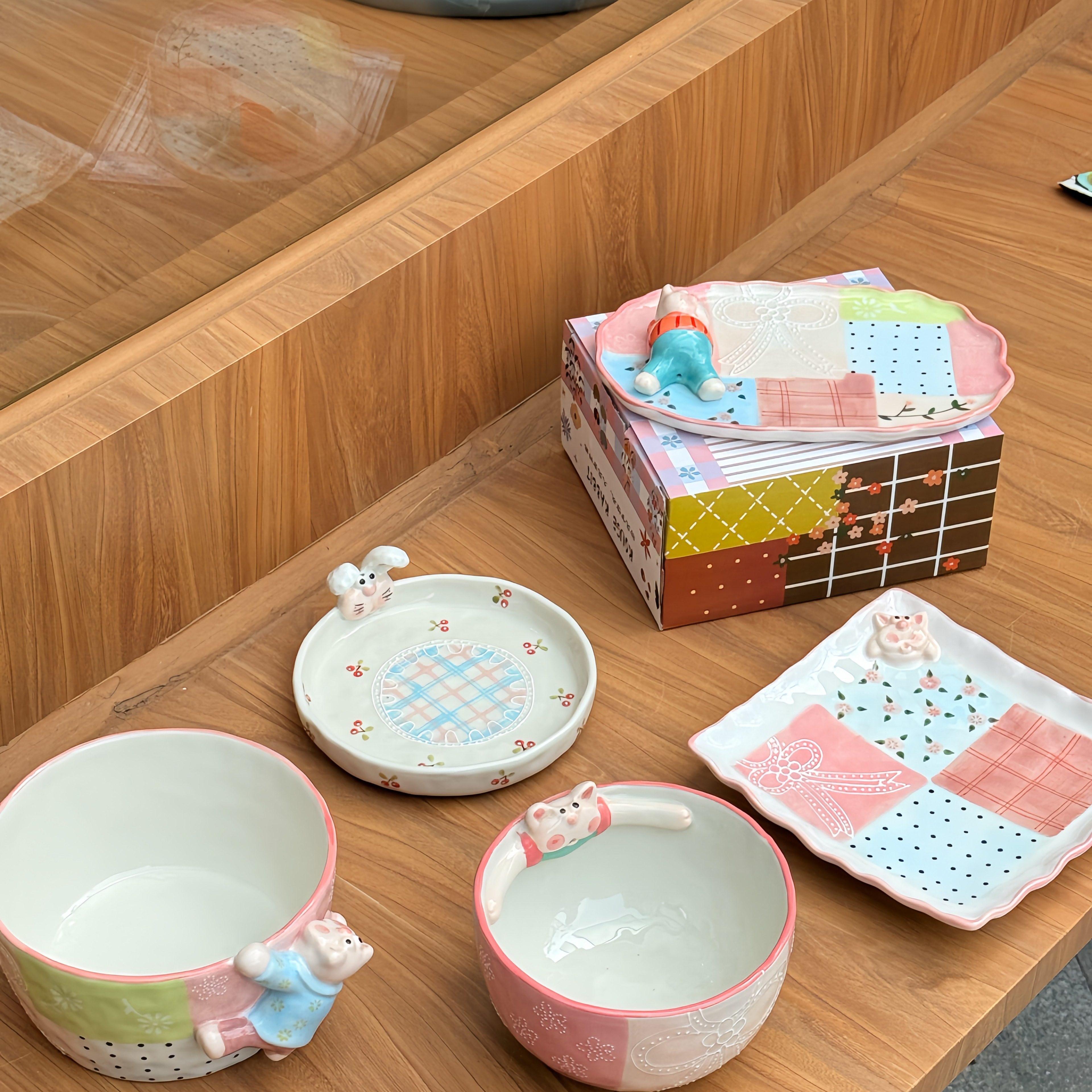 ClayCO手绘陶瓷盘子家用卡通创意点心盘釉下彩餐具精致饭碗马克杯