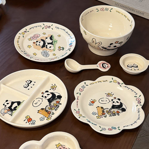 可爱熊猫家用陶瓷餐具套装