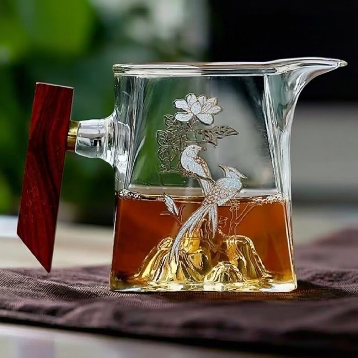 佘德家用玻璃功夫杯木把防烫功夫公道杯