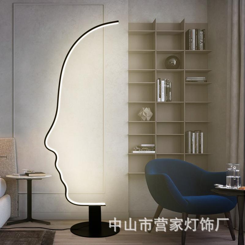 北欧简约线条人脸艺术落地灯创意客厅沙发书房设计师装饰立式地灯
