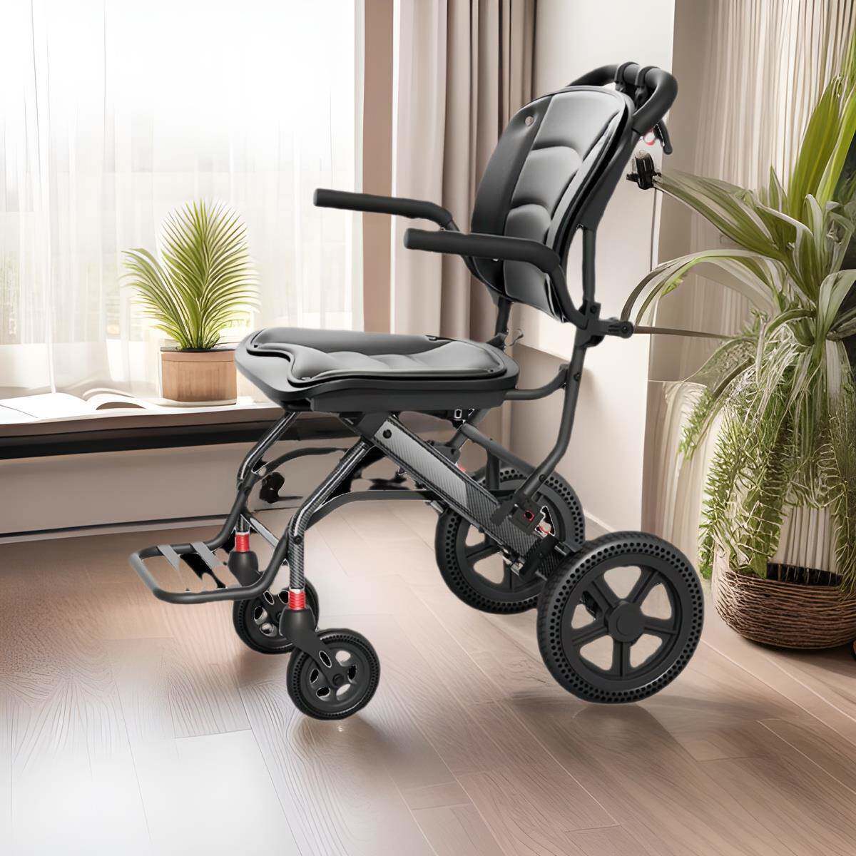 人体工学轮椅轻便折叠老人专用便携式旅游代步车瘫痪老年人手推车