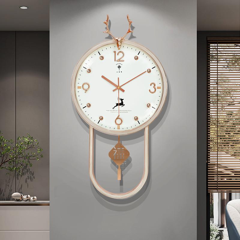 北极星2025新款钟表挂钟客厅家用时尚网红轻奢挂墙摇摆时钟