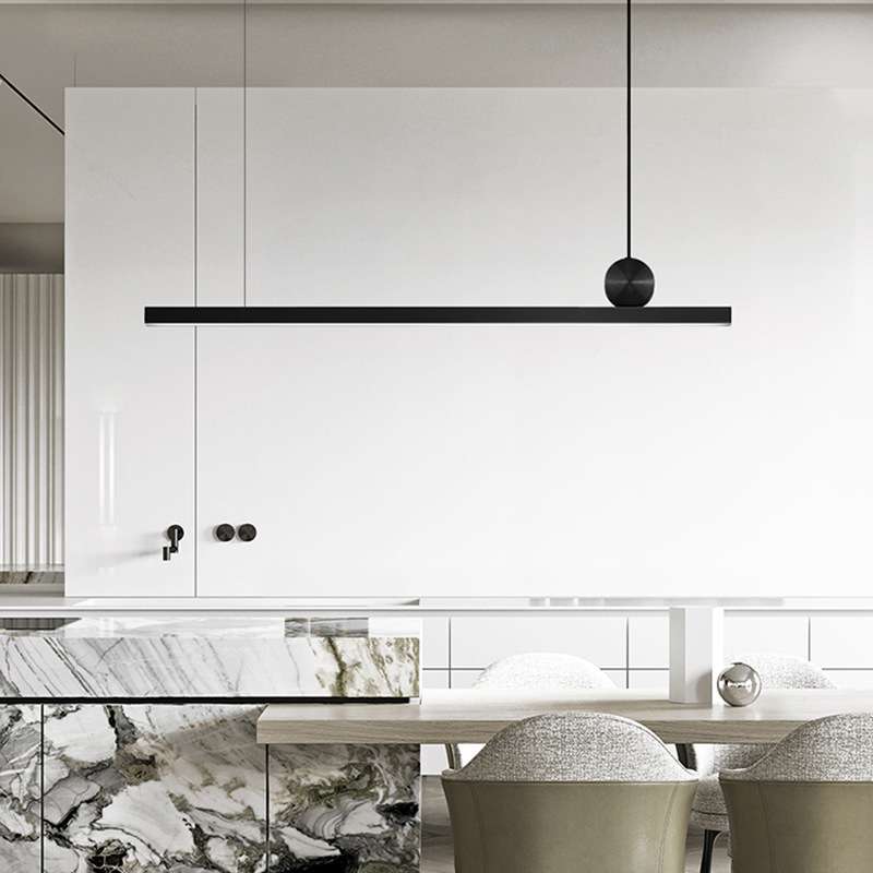 意式极简 餐厅吊灯天然大理石北欧吧台设计师现代简约全铜长条灯