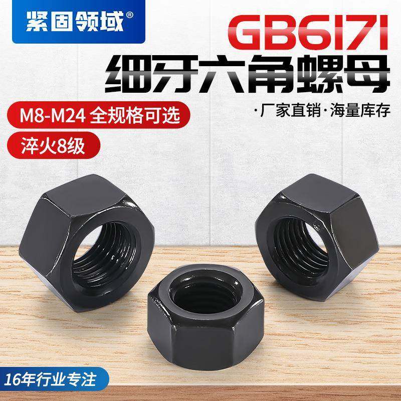 温州GB6171细牙六方六边螺帽8级10级发黑高强度细牙六角螺母