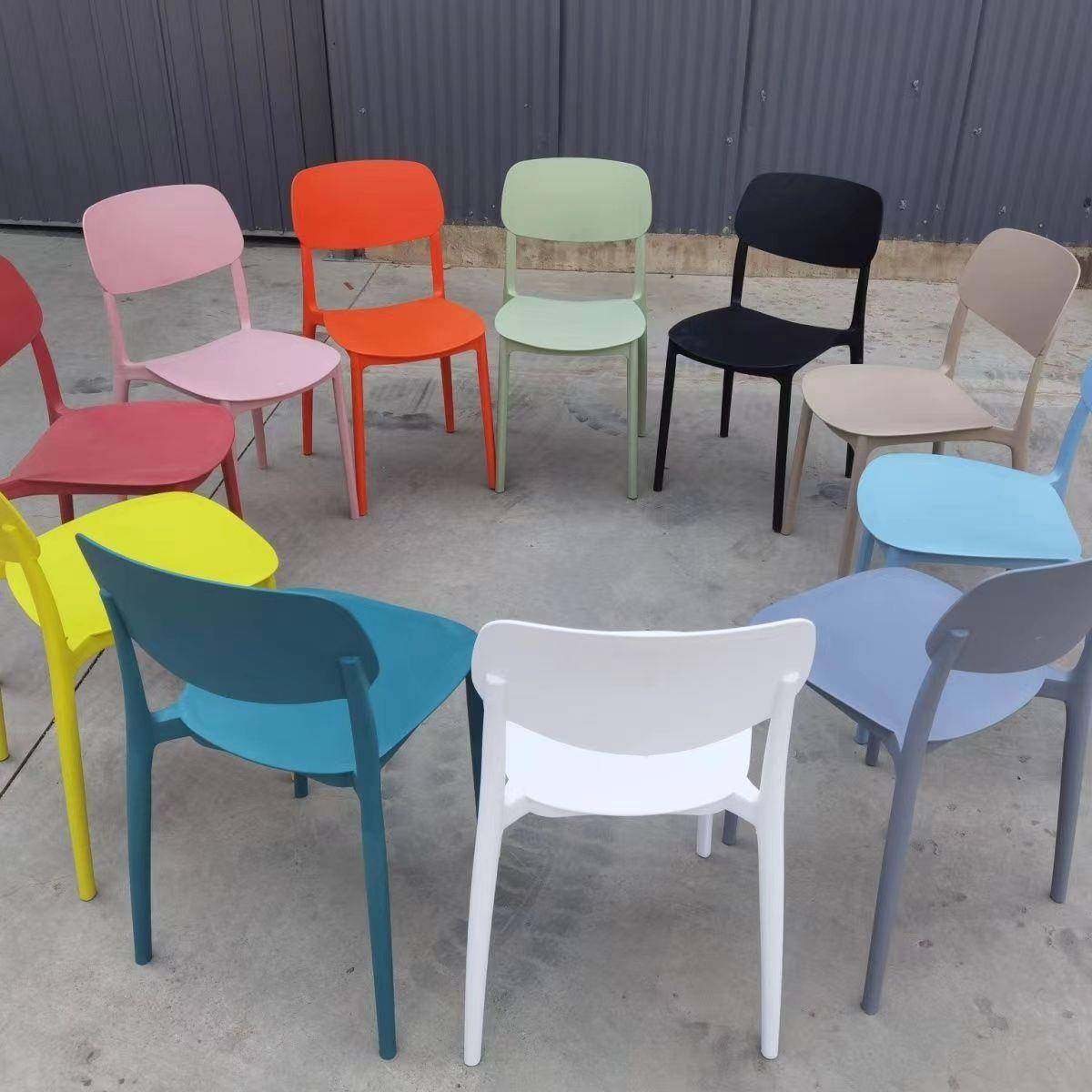 塑料椅子家用休闲吃饭餐椅餐桌餐厅简约叠放商用凳子靠背北欧