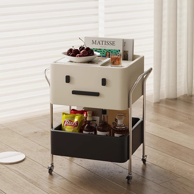 移动实木小推车置物架客厅沙发边几茶几零食收纳架床头柜小桌子