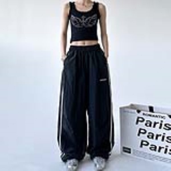 工装裤女2024新款黑色夏季跳舞薄款宽松运动高腰高个子休闲长裤子