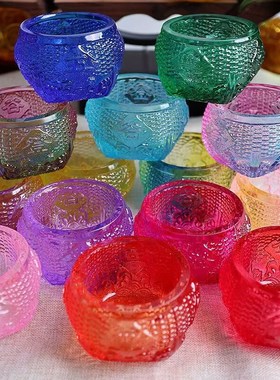 五谷丰登缸摆件米缸琉璃粉紫黄客厅办公室水晶装饰品开业乔迁礼品