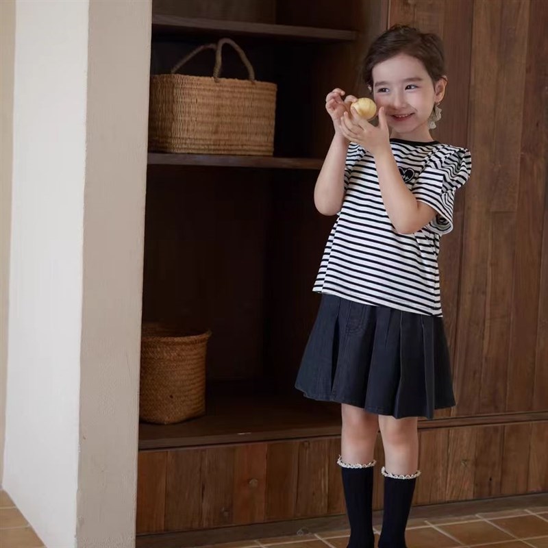 女童牛仔半身裙2024夏季新款儿童宝宝时髦休闲百搭短裙自带安全裤