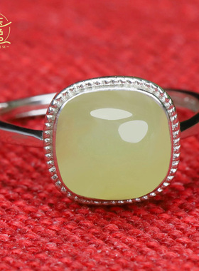 天然和田玉材质银镶嵌