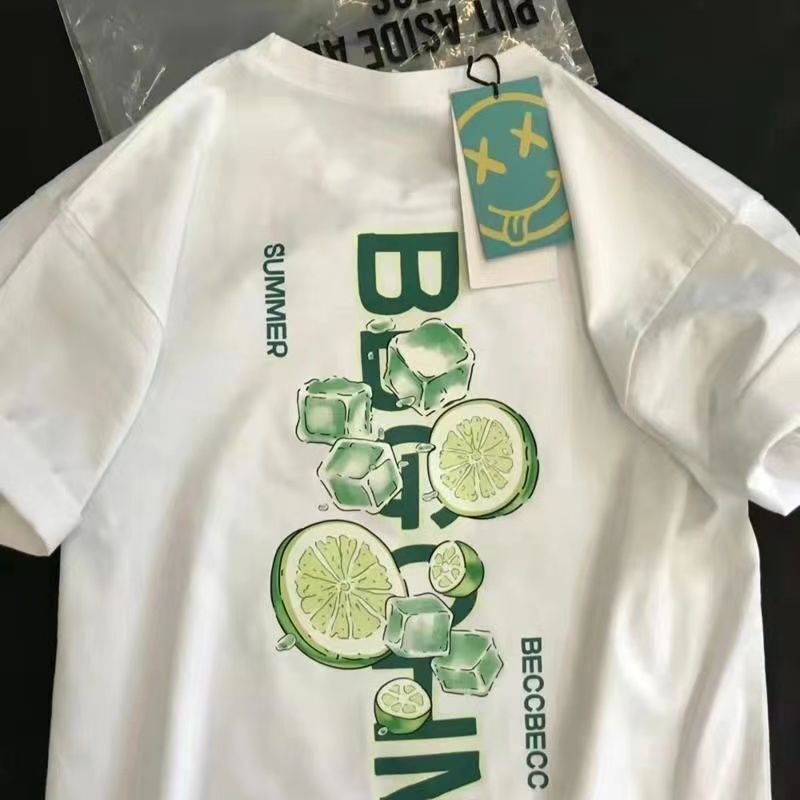 中春装纯棉短袖丅恤男孩童2024夏季洋气ins圆领宽松趣味印质量