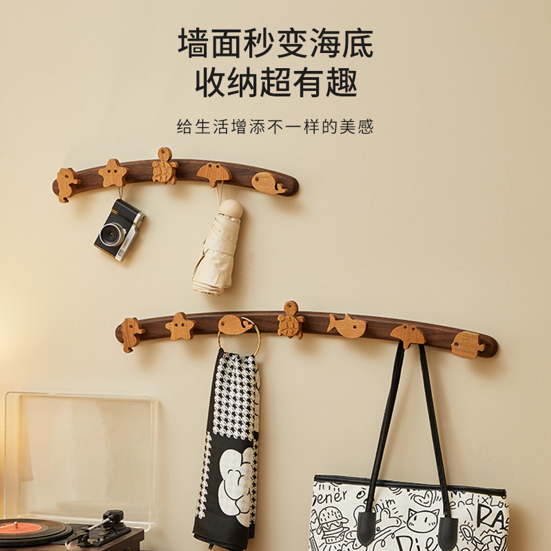 实木挂衣架入户免打孔