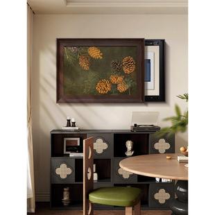 中古风电表箱装饰画横版法式覆古遮挡配弱电箱盒2025新款餐厅挂画