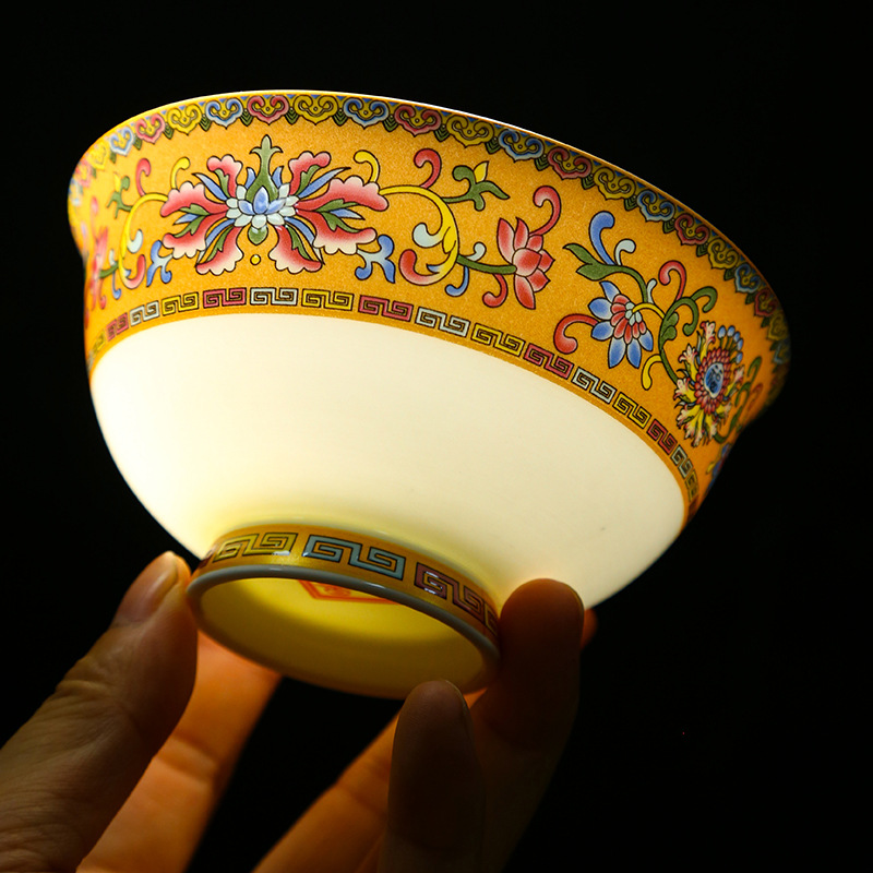 景德镇新中式58件瓷器珐琅彩骨瓷餐具套装高级感轻奢乔迁碗碗盘家