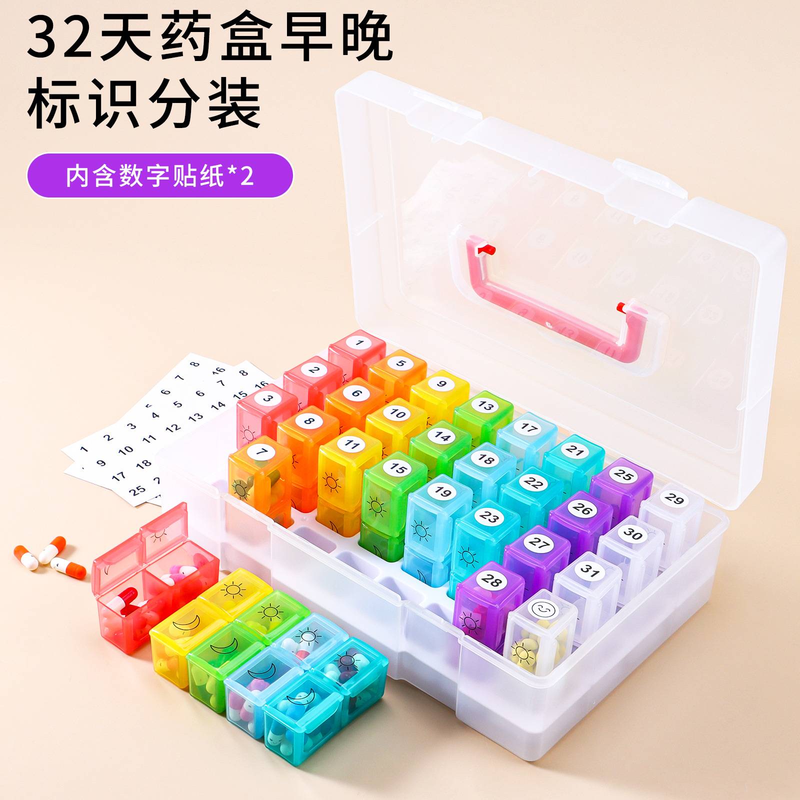 三十天大容量药盒一个月31天每日两次收纳居家旅行药片药品分药盒图片