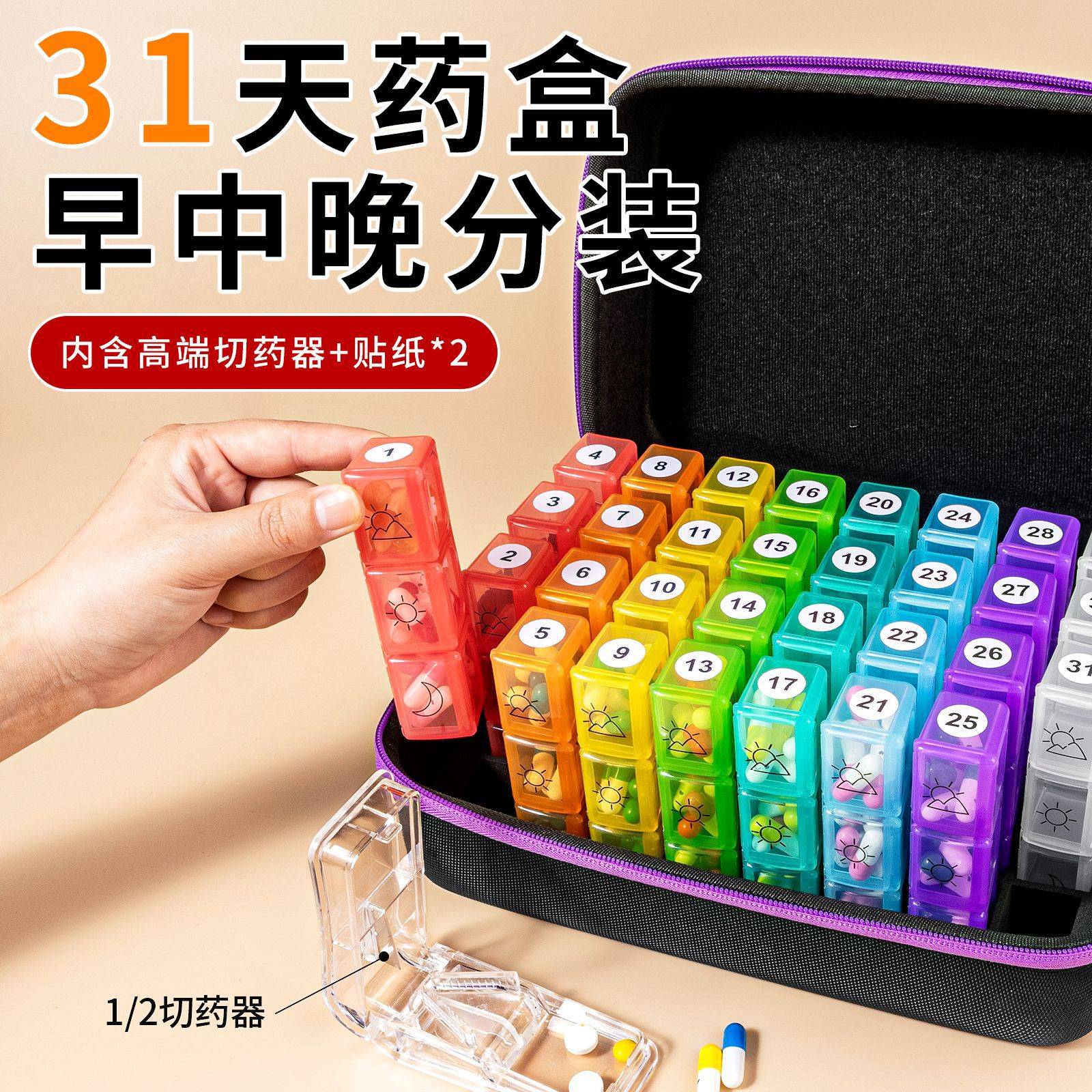 三十天大容量药盒一个月31天每日三次药盒早中晚分药片分药盒图片