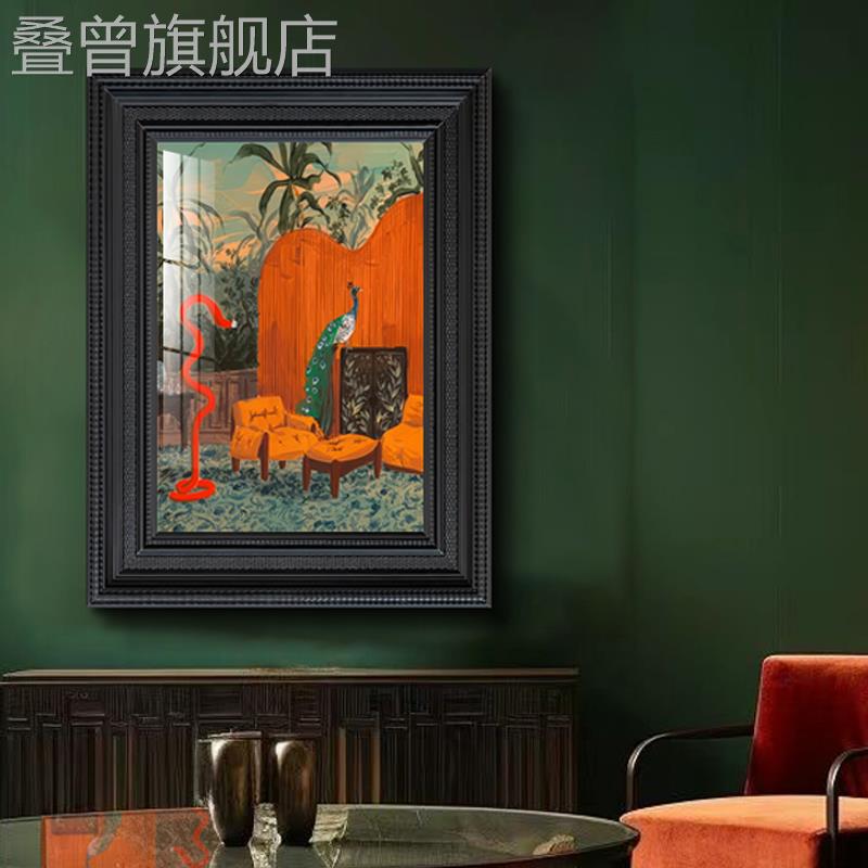 马蒂斯复古法式小众艺术挂画孔雀中古风玄关装饰画高级感南洋壁画图片