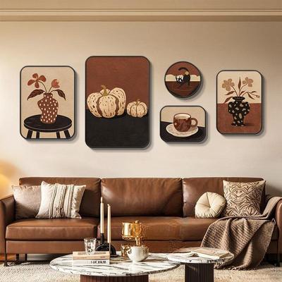 中古风美拉德客厅装饰画法式覆古沙发背景墙挂画小众艺术组合壁画