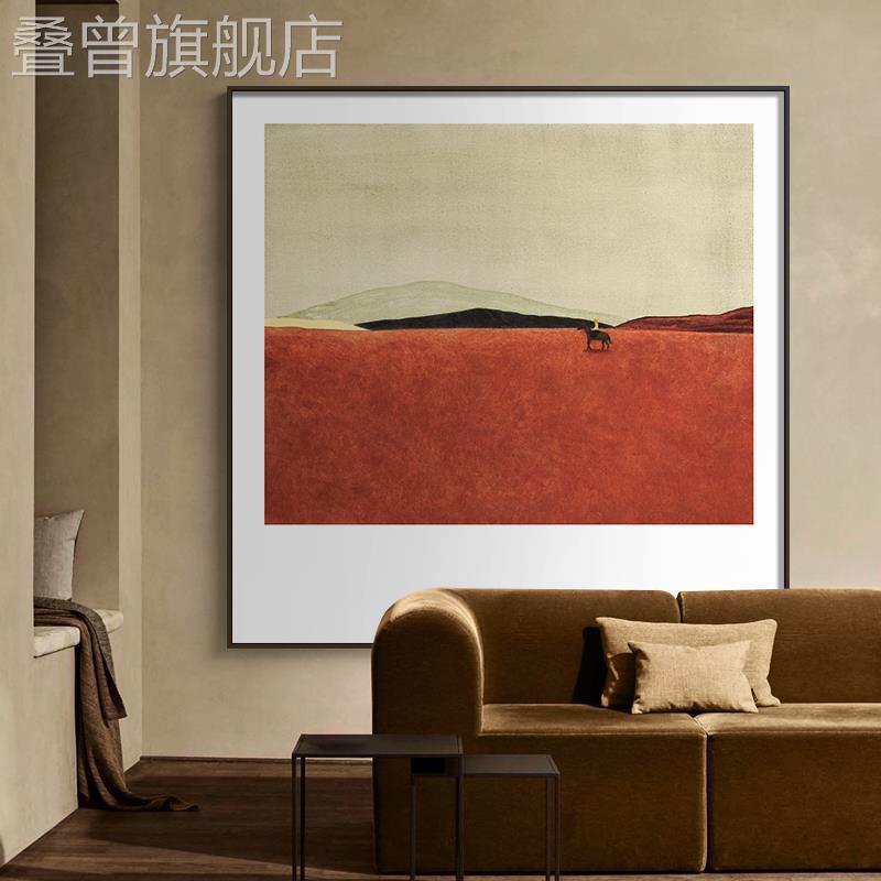 北欧风抽象写意正方形装饰画人物意境餐厅画餐桌挂画清新小众壁画图片