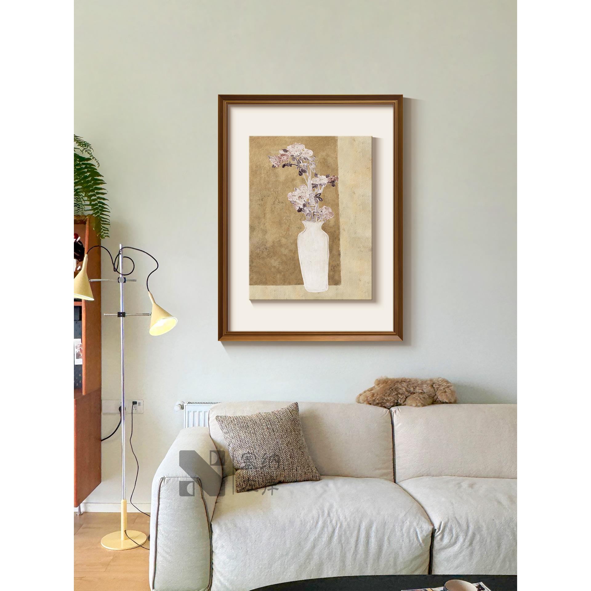 素花静瓶》法式奶油风客厅沙发背景墙装饰画艺术花卉玄关入户挂画