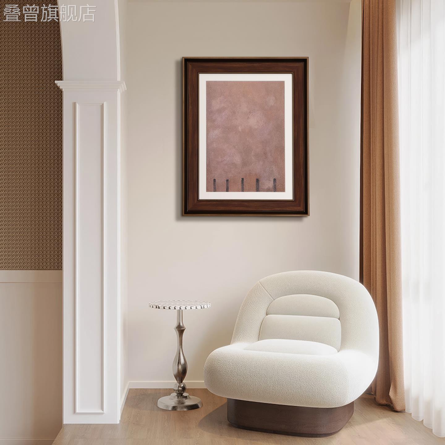 中古风复古抽象艺术装饰画色块家居高级卧室挂画轻奢玄关背景壁画图片