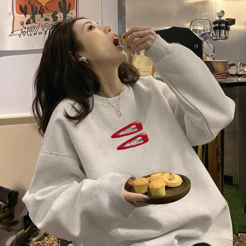 早秋圆领卫衣女宽松慵懒风2025新款爆款秋冬加绒外套长袖显瘦上衣