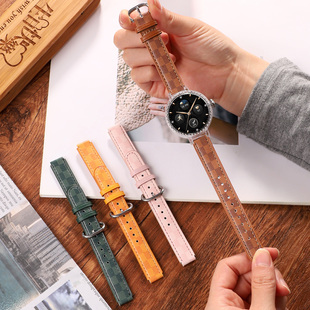适用于荣耀亲选SAGA手表2璀璨版皮质格纹表带智能手表荣耀亲选saga 2替换腕带简约时尚百搭配件高级感女款