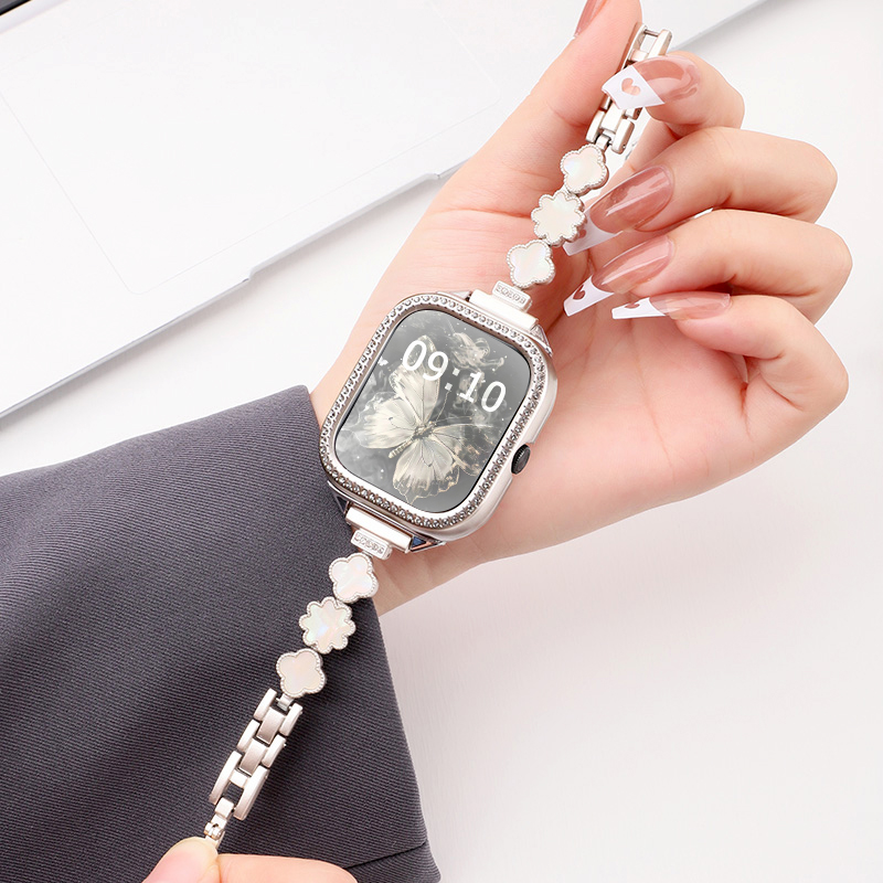 适用于红米watch手表5表带金属四叶贝母腕带redmiwatch5红米Redmi4智能运动高级感时尚女款替换带配件手表链