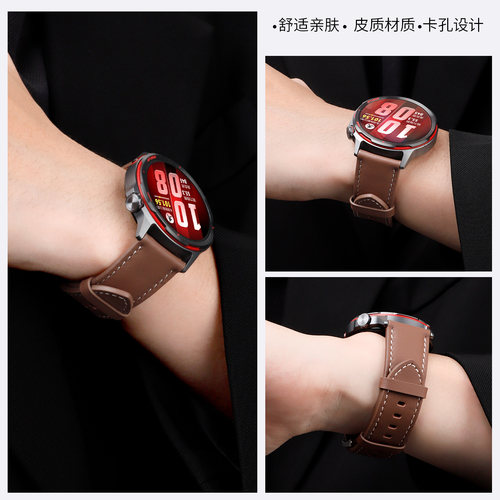 适用华为GT Runner2手表尖尾皮质表带watchgt6新款gt5/gt4针扣款watch4pro替换腕带运动透气高级男女夏季配件