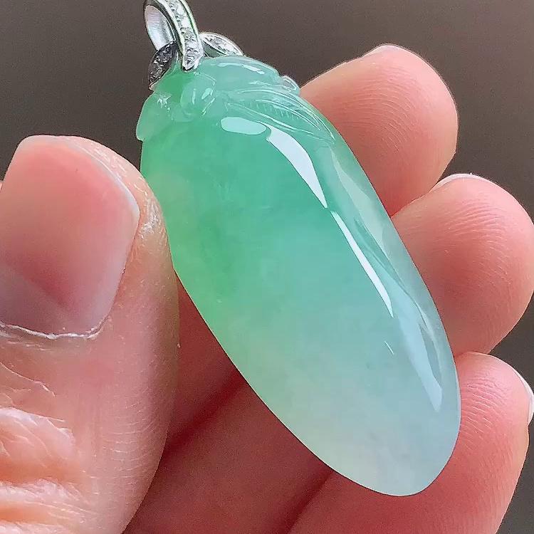 缅甸翡翠福瓜镶金玉吊坠天然玉石A货18K金镶嵌冰种高档老坑1114