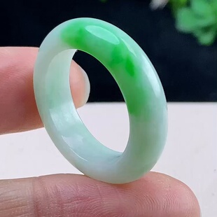 缅甸翡翠戒指玉戒指天然玉石A货冰种飘绿新款证书收藏老坑0204
